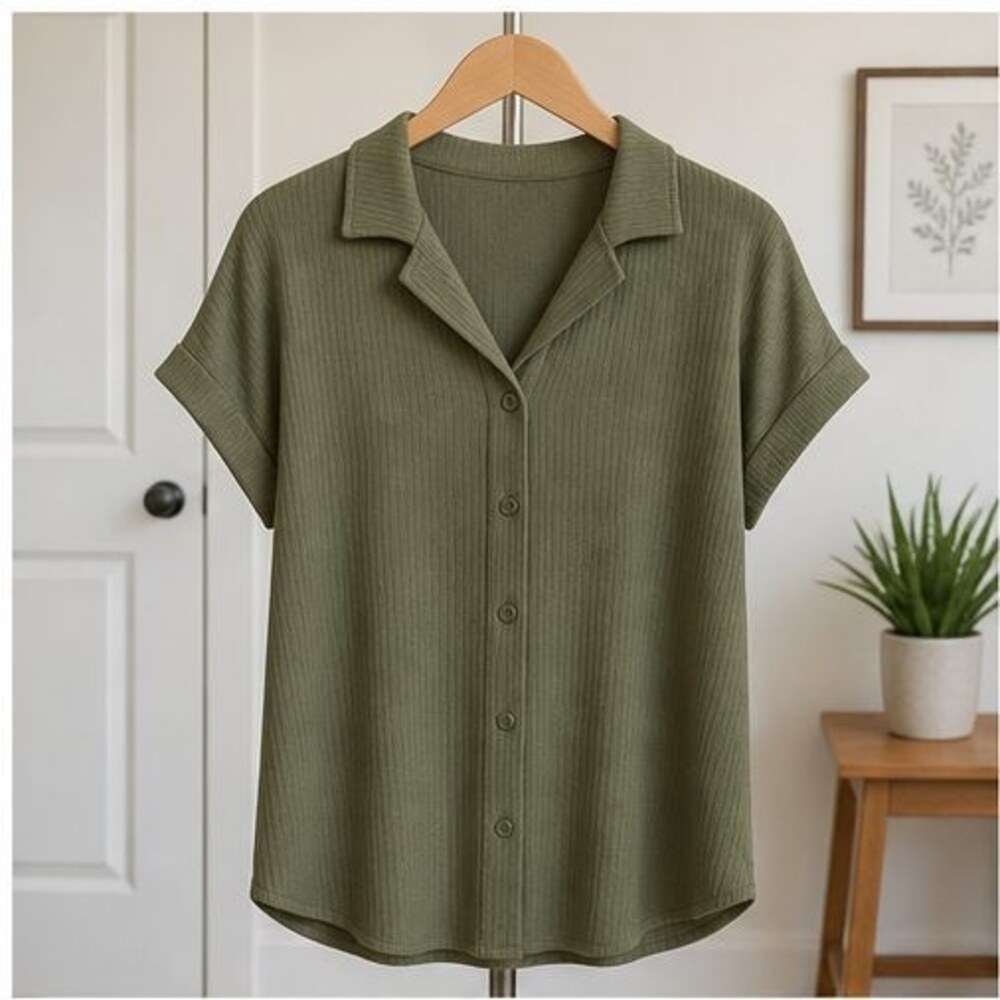 Olive Ruffle Blouse